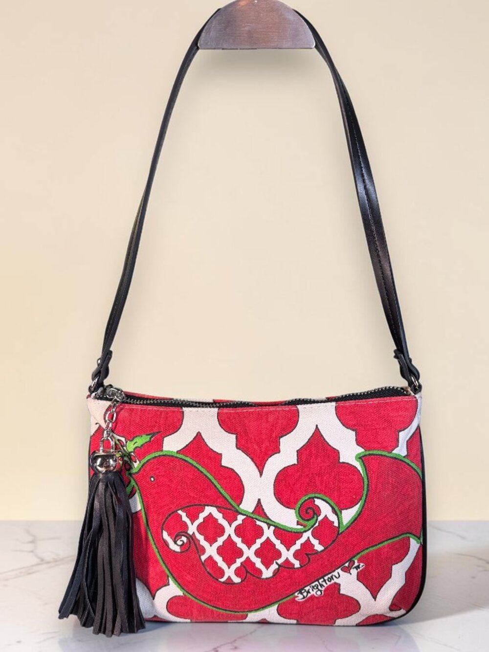 Brighton Love Dove Red & White Cotton Crossbody Pouch Bag Tom Clancy Art